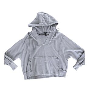 Drop-Sleeve Oversized Raw Edge French Terry Hoodie L